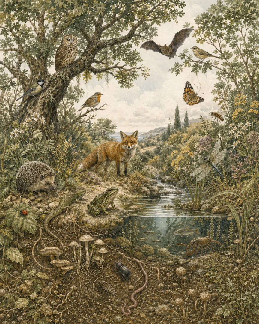 Ilustração de biodiversidade